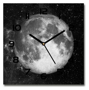 Sklenené nástenné hodiny štvorec Mesiac
