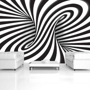 Fototapeta - Biele a čierne 3D krúženie (152,5x104 cm)