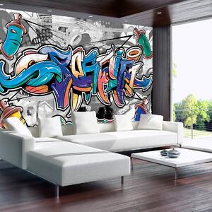 Fototapeta - Farebné Graffiti na šedej (152,5x104 cm)