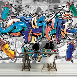 Fototapeta - Farebné Graffiti na šedej (152,5x104 cm)