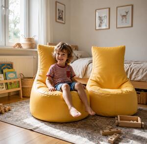 Gaming set 2× sedací vak Seat S žltý – ekokoža