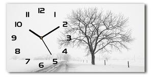 Vodorovné Moderné sklenené hodiny na stenu Strom zima