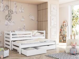 Detská posteľ 80 x 180 cm SIMO (s roštom a úl. priestorom) (biela). Vlastná spoľahlivá doprava až k Vám domov. 1012997