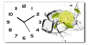 Vodorovné Sklenené hodiny na stenu Limetka s ľadom