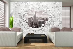 Fototapeta - New York a 3D Brickwall (152,5x104 cm)