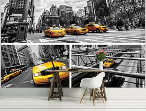 Fototapeta - Žlté taxi - koláž (152,5x104 cm)