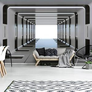 Fototapeta - 3D strieborný tunel (152,5x104 cm)