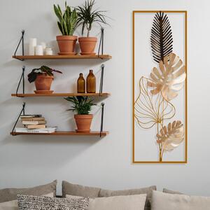 Hanah Home Kovová dekorácia na stenu Listy 32x90 cm zlatá