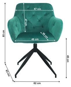 TEMPO Otočná stolička, zelená Velvet látka/čierna, VELEZA NEW