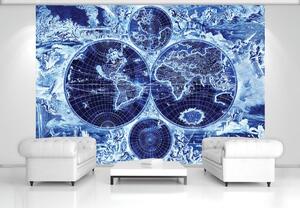 Fototapeta - Mapa sveta - námornícka modrá (152,5x104 cm)