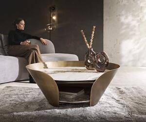 DELIFE Konferenčný stolík Skafi 100x40 cm keramika Minas melange metalická zlatá