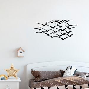 Hanah Home Nástenná kovová dekorácia Vtáci 120x55 cm čierna