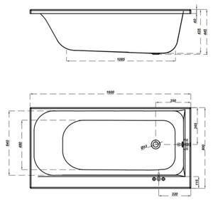 Cersanit Smart, akrylátová vaňa pravá 160x80cm + nožičky, biela, S301-118