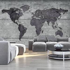 Fototapeta - Mapa sveta na betóne (152,5x104 cm)
