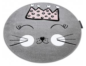 Dywany Łuszczów Detský kusový koberec Petit Cat crown grey kruh - 120x120 (priemer) kruh cm