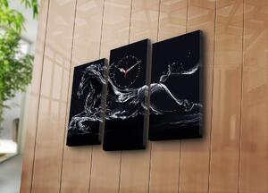 Hanah Home Obrazové nástenné hodiny Kôň 66x45 cm čierno-biele