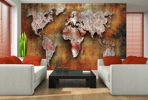Fototapeta - Rustikálna mapa sveta (152,5x104 cm)