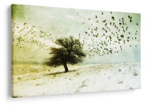 Obraz - Maľovaný kŕdeľ vtákov (90x60 cm)