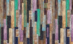 Fototapeta - Farebné drevené dosky (152,5x104 cm)