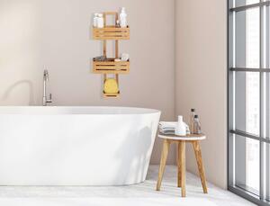 ViaDomo Via Domo - Bambusová kúpeľňová polička Essenza - prírodná - 28x65x13,5 cm