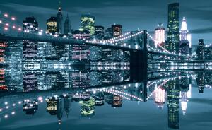 Fototapeta - New York Bridge v noci (254x184 cm)