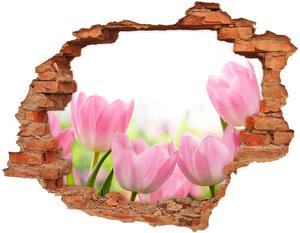 Fototapeta diera na stenu 3D Ružové tulipány