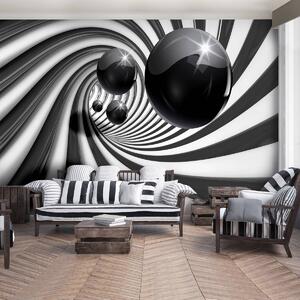 Fototapeta - 3D čiernobiely tunel (254x184 cm)