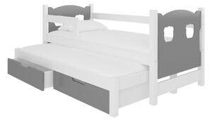 Detská posteľ CAMPOS, 180x75, biela/sivá