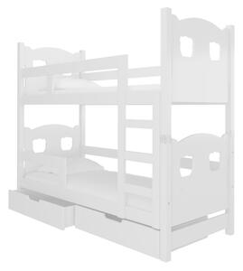 Detská poschodová posteľ MARABA, 180x75, biela