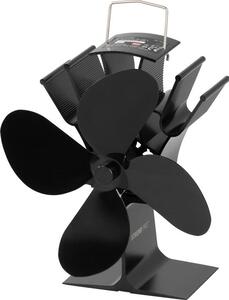 Ventilátor Strend Pro, krbový, stojanový, poháňaný teplom, 4-lopatkový, čierny
