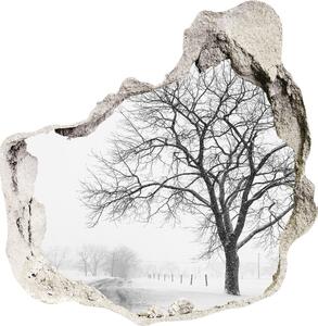 Díra 3D ve zdi nálepka Strom v zime nd-p-80032038