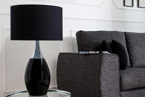 Invicta Interior - Moderná stolová lampa CARLA 60 cm čierno strieborná s ľanovým tienidlom
