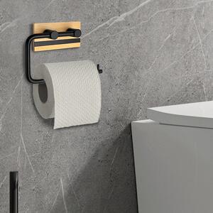 ViaDomo Via Domo - Držiak na toaletný papier Semplice - čierna/drevo - 15x9,5x3 cm