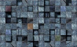 Fototapeta - Modré drevené kocky (254x184 cm)