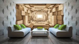 Fototapeta - 3D drevený tunel (254x184 cm)