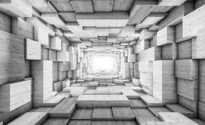 Fototapeta - 3D drevený tunel (254x184 cm)