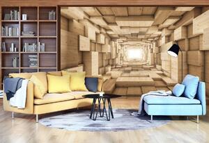 Fototapeta - 3D drevený tunel (152,5x104 cm)
