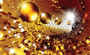 Fototapeta - 3D puzzle tunel a zlaté gule (152,5x104 cm)