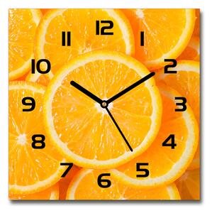 Sklenené hodiny štvorec Plátky pomarančov