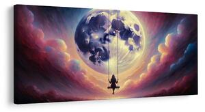 Obraz hojdačka medzi oblakmi a mesiacom