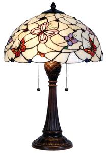Stolná lampa Tiffany Butterfly Garden - Ø 41 * 60 cm 2x E27 / Max 60W - Clayre & Eef