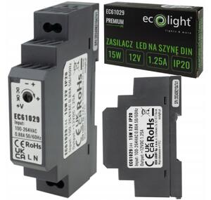BERGE Napájanie na DIN lištu - 12V 15W 0,88A pre IP20 PREMIUM LED pásik