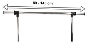 ViaDomo Via Domo - Pojazdný kovový vešiak Balena - čierna / chróm - 169x127,5x43 cm