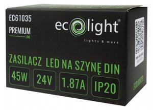 ECOLIGHT Napájanie na DIN lištu - 24V 45W 1,87A pre IP20 PREMIUM LED pásik