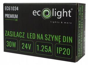 ECOLIGHT Napájanie na DIN lištu - 24V 30W 1,25A pre IP20 PREMIUM LED pásik
