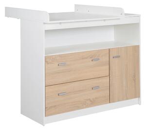 Biela/v prírodnej farbe nízka detská komoda v dekore duba s prebaľovacím pultom 117x98 cm Gabriella – Roba