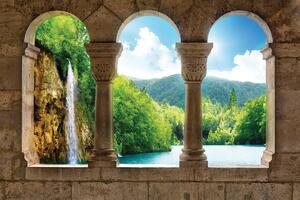 Fototapeta - Pohľad na Vodopád a stĺpy (254x184 cm)