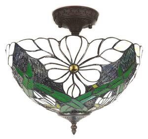 Krémovo-zelené stropné svietidlo Tiffany Malion - Ø 36*31 cm E27/max 2*40W - Clayre & Eef