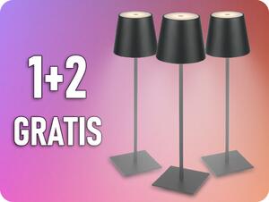 LED line® Stolná lampa TAZA 3,5W, 400lm, CCT, IP54, nabíjateľná, 2x2000mAh, čierna, 1+2 zadarmo! [203853]