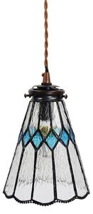 Závesná Tiffany lampa modré detaily BlueRhom - Ø 15*115 cm E14/max 1*25W - Clayre & Eef